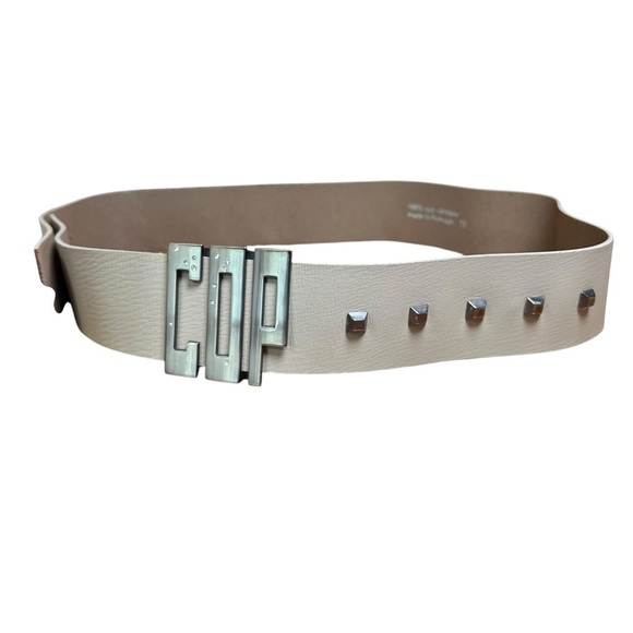 COP COPINE 100% Genuine Leather Studded Statement Belt Logo Women’s Sz Medium main image 3